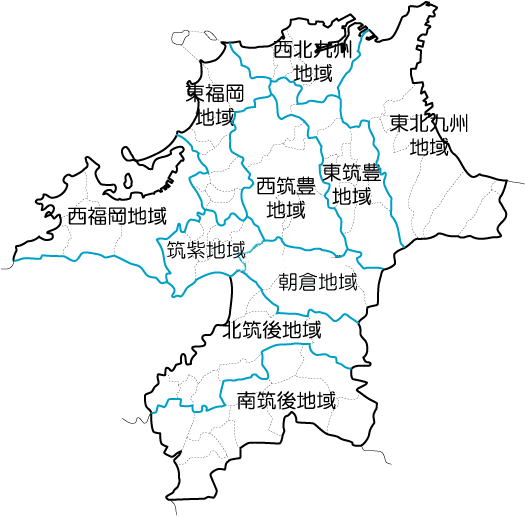 福岡県地球温暖化防止活動推進員　市町村別図