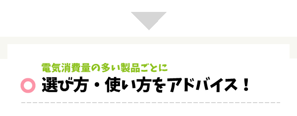 電気消費量の多い製品ごとに選び方・使い方をアドバイス！