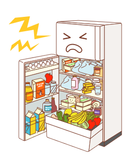 詰め込み過ぎの冷蔵庫イメージ